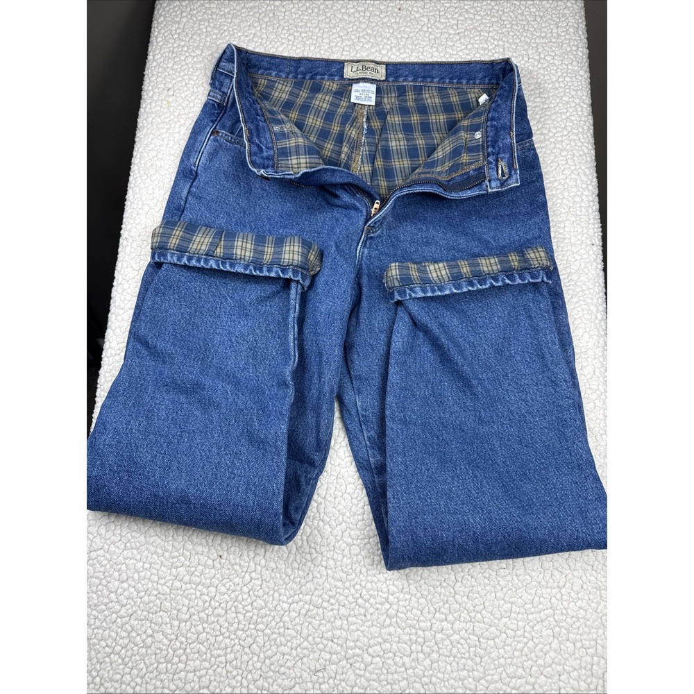 LL Bean Men FLANNEL LINED BLUE JEANS 32 x 30 Classic Fit EXCELLENT Warm Nice